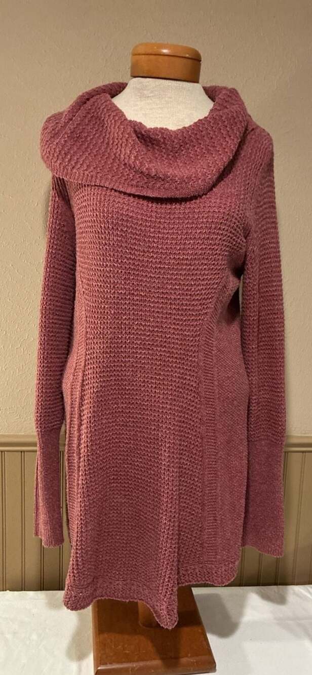 Angel of the North Rosie Cowl Neck Tunic Sweater Size M Brown Knit Pullover